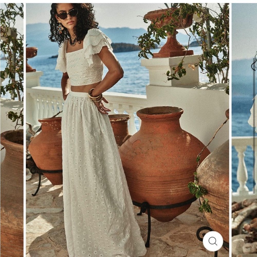 NEW Caroline Constas Kassandra Skirt White Eyelet Size Medium - Picture 2 of 13